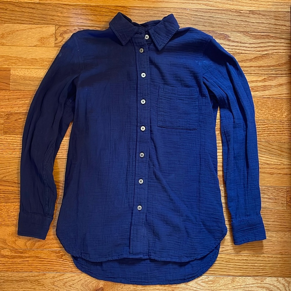 NWOT J. Crew Navy Gauze Button Up Shirt